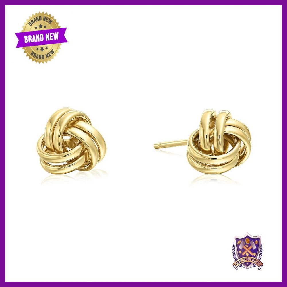 14k Gold Love Knot Stud Earrings 7mm Push Back